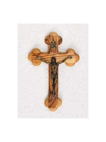 6-1/2-inch Olive Wood 14-Station Crucifix - Brass Corpus