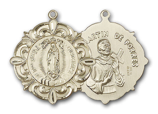 14K Gold Our Lady of Guadalupe and Martin de Porres Medal - Engravable