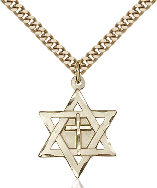 Gold-Filled Star of David W/ Cross Necklace Set