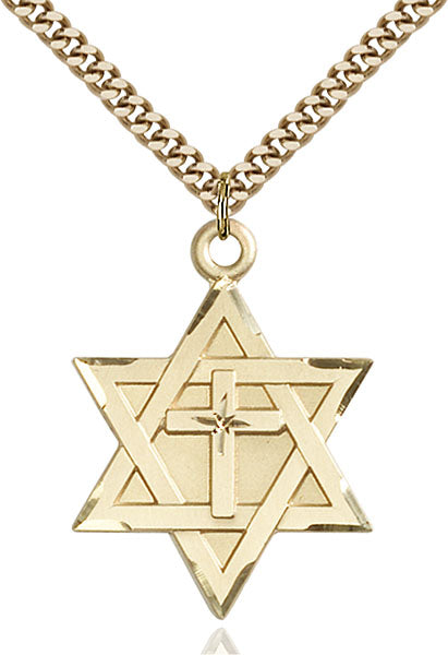 Gold-Filled Star of David W/ Cross Necklace Set