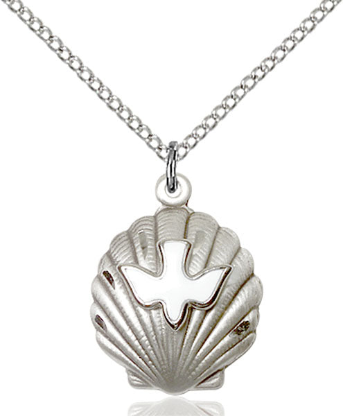 Sterling Silver Shell and Holy Spirit Necklace Set