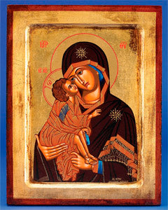 Lady of Vladimir (Mary with Jesus)- Hand-Carved and Painted