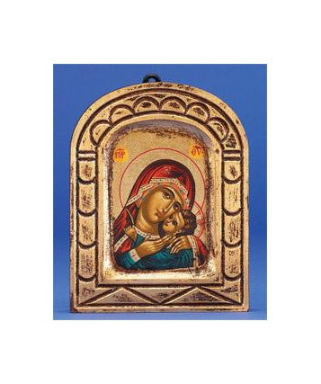 Hand Painted Gold Leaf Icon- Tender Mother-Russian Madonna 5-inch x 4-inch Icon