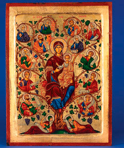 TREE OF LIFE- MARY- HAND PAINTED ICON ON CANVAS- 11x9 inch