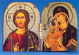 Greek Icon - Diptych Gold Printed Icon - PANTOCRATOR