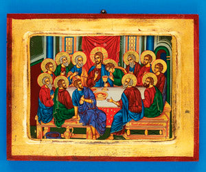 Last Supper 12x9 Icon- Horizontal Hand Painted Gold Leaf