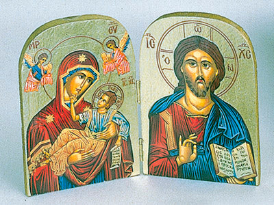 Greek Icon - Triptych- GLIKOFILOUSA WITH ANGELS