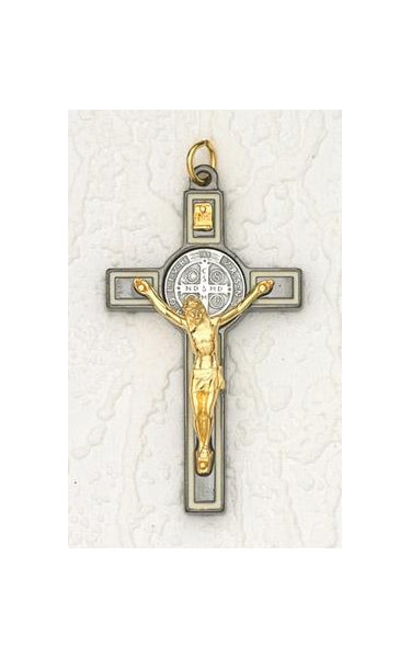 3 inch Saint Benedict Cross- Black /White with Gold Corpus