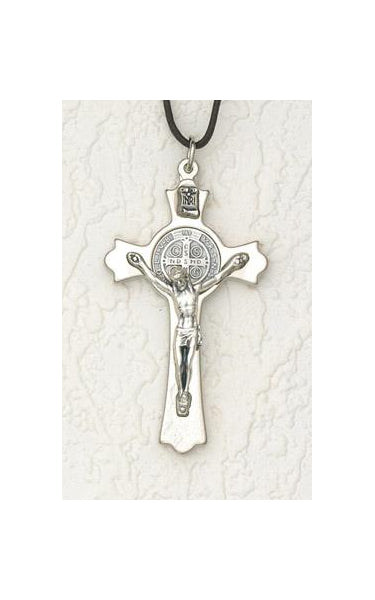 3 inch Saint Benedict Crucifix Silver Cross with Silver Corpus ...