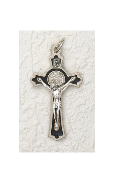 3 inch Saint Benedict Cross- Silver /Black with Silver Corpus
