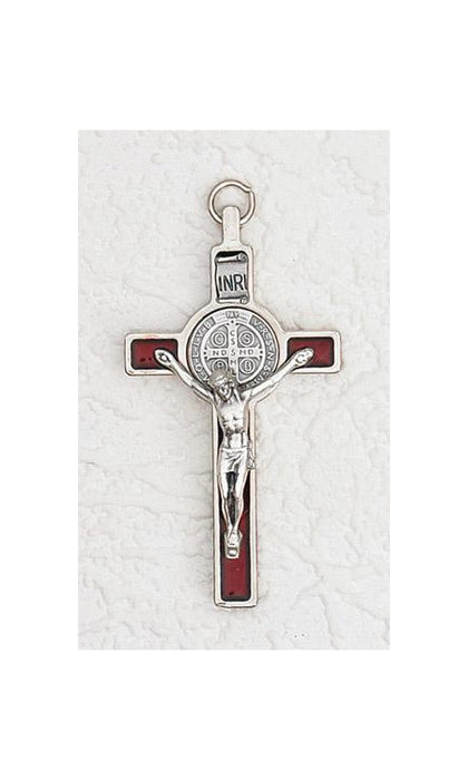 3 inch Saint Benedict Crucifix with Red Pearl Effect