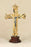 6 Inch Gold and Silver Trinity Cross on Wood Base Boxed
