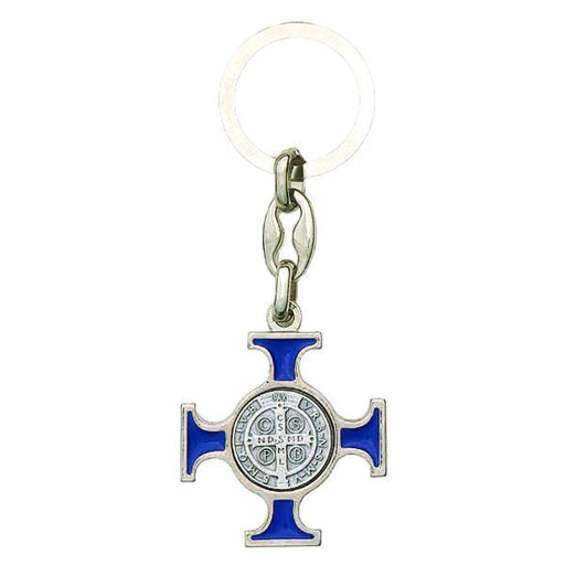 Saint Benedict Enamel Key Ring - Blue