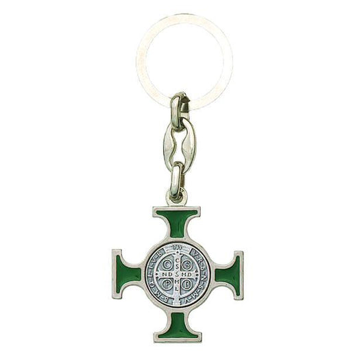 Saint Benedict Enamel Key Ring - Green