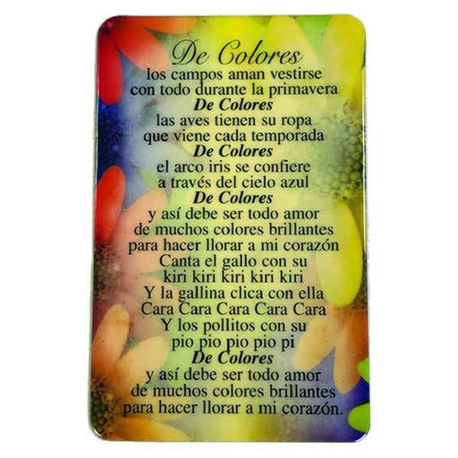 Spanish Laminated Prayer Card - De Colores