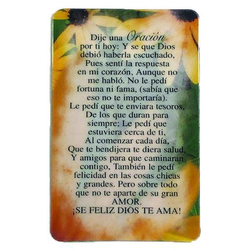 Spanish Laminated Prayer Card - Dije un Oracion