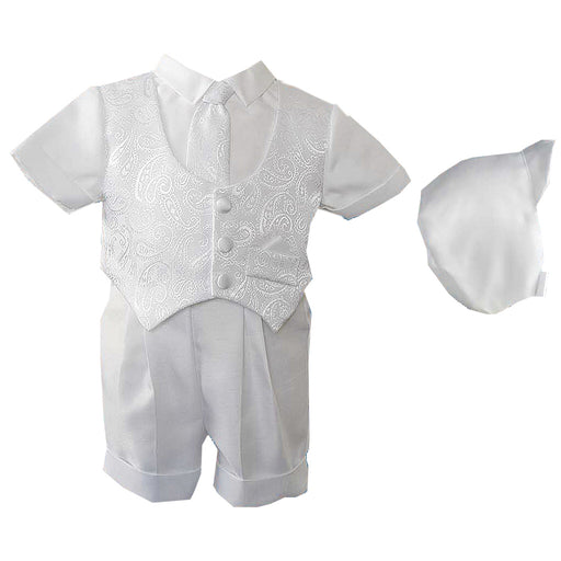 Baptism Shantung boxer short with brocade vest