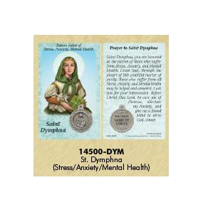 25-Pack - Healing Saint s Prayer Card with Pendant - Saint Dymphna- Patron Saint of Stress, Anxiety and Mental Health
