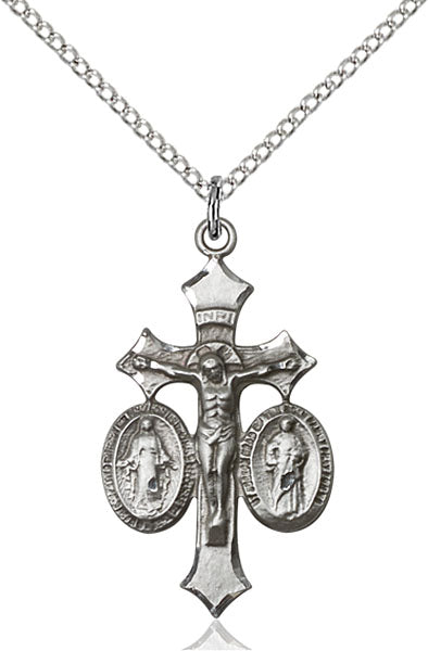 Sterling Silver Jesus, Mary and Joseph Necklace Set