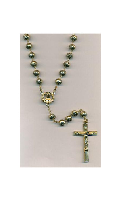 8mm Gold Rose Bead Rosary