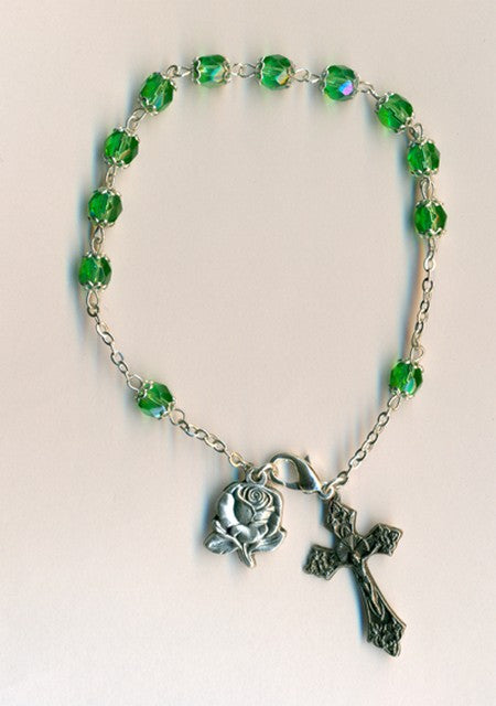 3-Pack - 6mm Rosary Bracelet- Green- Double Capped