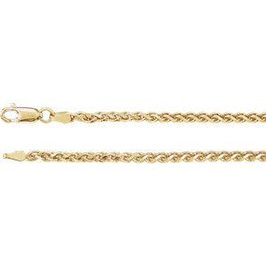 18-inch Diamond Cut Wheat Chain with Lobster Clasp - 14K Yellow Gold