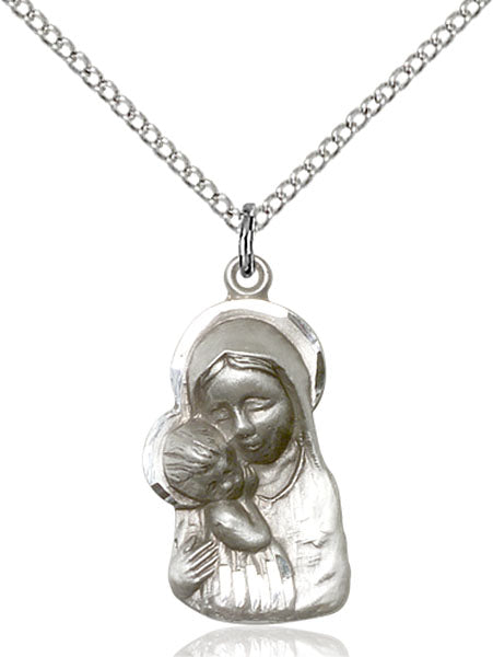 Sterling Silver Madonna and Child Necklace Set