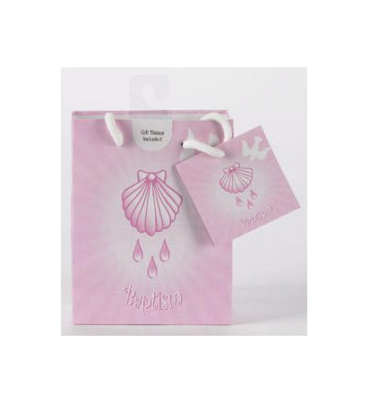 12-Pack - Small Baptism Girl Gift Bag with Gift Tissue