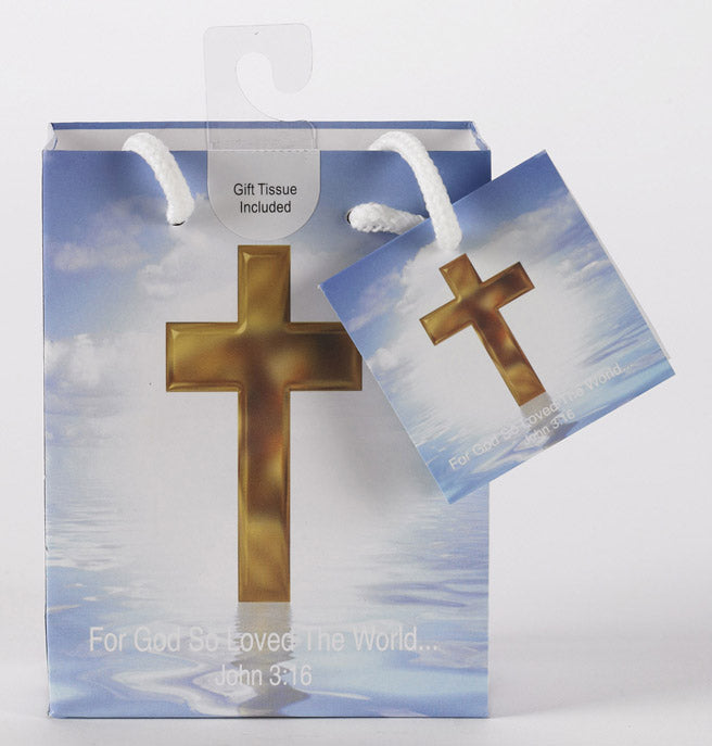 12-Pack - Small Religious Gift Bag with Gift Tissue