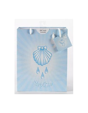 12-Pack - Large Baptism - Boy Gift Bag with Gift Tissue