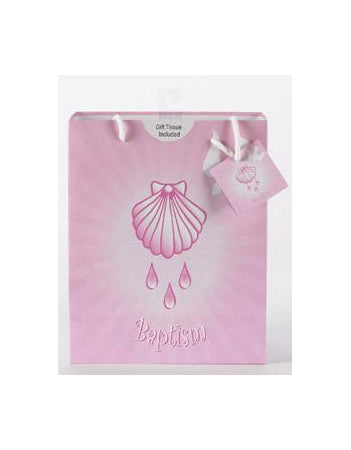 12-Pack - Large Baptism Girl Gift Bag with Gift Tissue