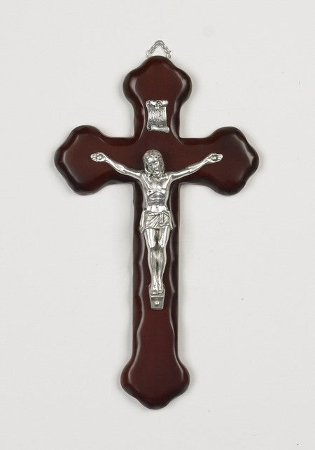 8 inch Nut Wood Crucifix Boxed