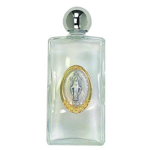 Large Glass Holy Water Bottle - Miraculous Medal
