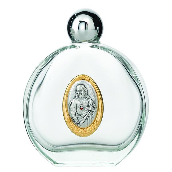 Large Glass Holy Water Bottle - Sacred Heart
