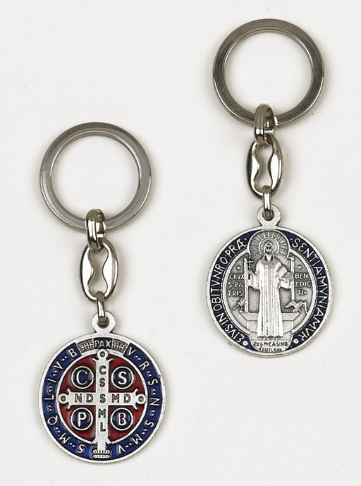 6-Pack - Saint Benedict Enamel Key Ring- Dark Blue/Red