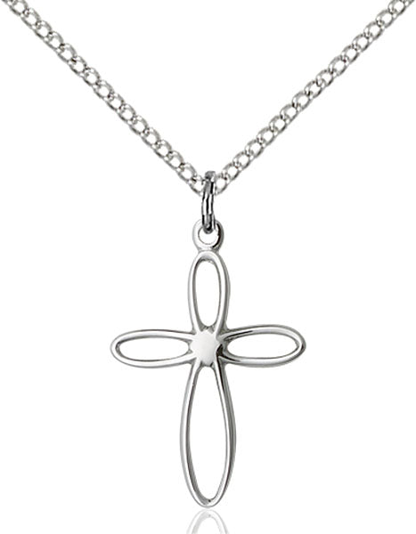 Sterling Silver Loop Cross Necklace Set