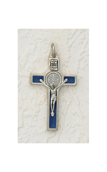 2 Inch Saint Benedict Cross Blue Enamel