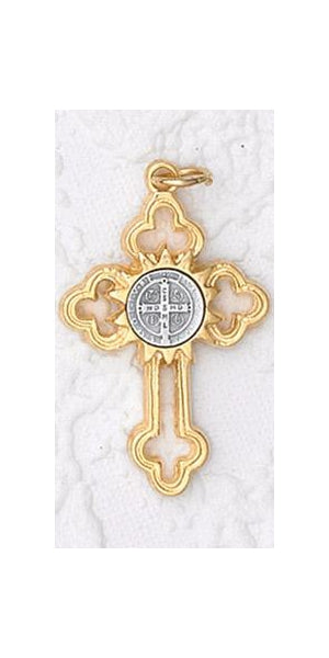 12-Pack - 1 Inch Saint Benedict Cross- Gold