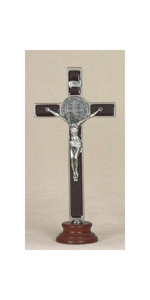 8 inch Brown Saint Benedict Enameled Crucifix