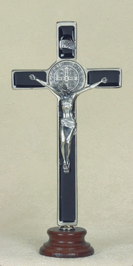 8 inch Black Saint Benedict Enameled Crucifix