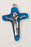 3-1/2 Inch Cross with Mary/Jesus- Blue Enamel