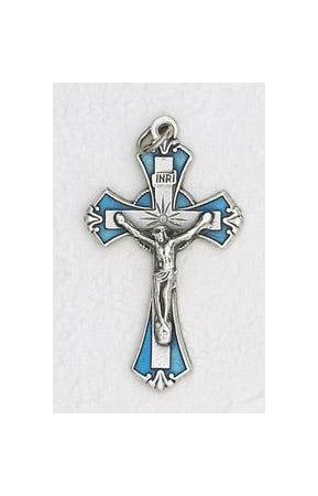 12-Pack - 1-3/4 inch Crucifix with Light Blue Enamel