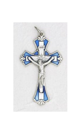 12-Pack - 1-3/4 inch Crucifix with Dark Blue Enamel