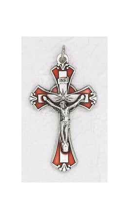 12-Pack - 1-3/4 inch Crucifix with Red Enamel