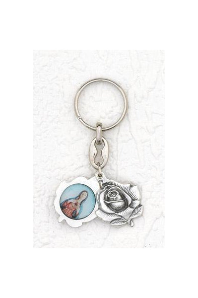 6-Pack - Sliding Petal Keyring with Immaculate Heart of Mary and Pray for Us
