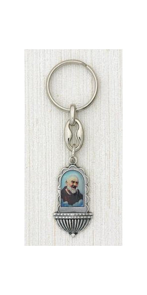 6-Pack - 1-1/4-inch Padre Pio Holy Water Font Key Ring
