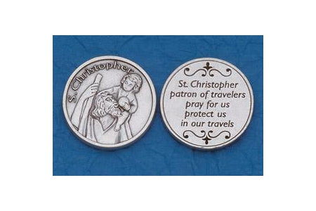 25-Pack - Religious Coin Token - Saint Christopher with Prayer