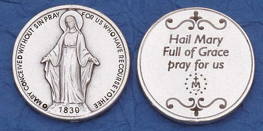 Religious Coin Token Miraculous Medal with Prayer