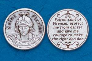 Religious Coin Token St Florian with Prayer