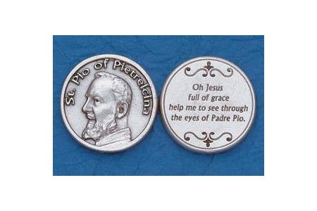 25-Pack - Religious Coin Token - Saint Padre Pio with Prayer